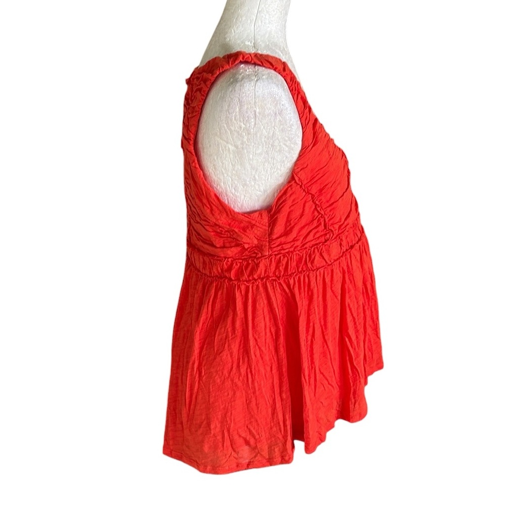 Anthropologie Ric Rac Rio Ras Orange Red Ruched Sleeveless Swing Tank Top - M - Picture 4 of 11